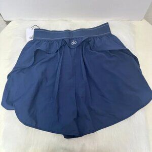Alo Royal Blue Double-Layer Athletic Shorts, Women's Size S
